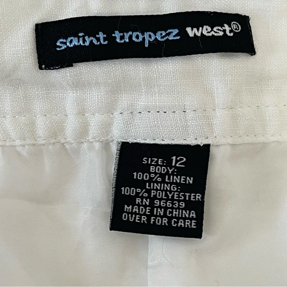 Saint Tropez West White Linen Skirt Size 12 - Picture 8 of 9